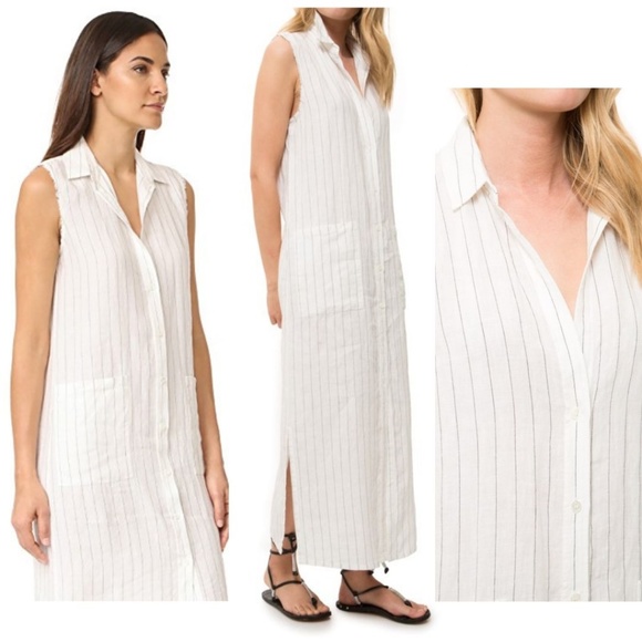 FRAME Striped BOYFRIEND Shirt Dress Maxi Duster S - Picture 4 of 8